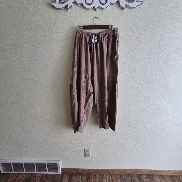 Tarse Wide Leg High Rise Linen Pants Medium - Picture 3 of 10